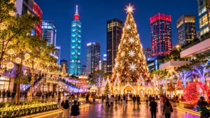 Festive Downtown Christmas Plaza